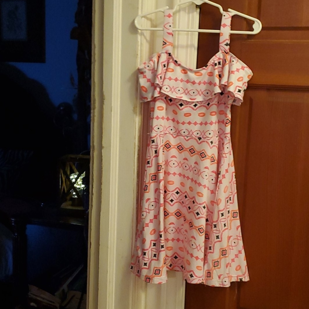 girl sundress with top ruffle shoulder and black w